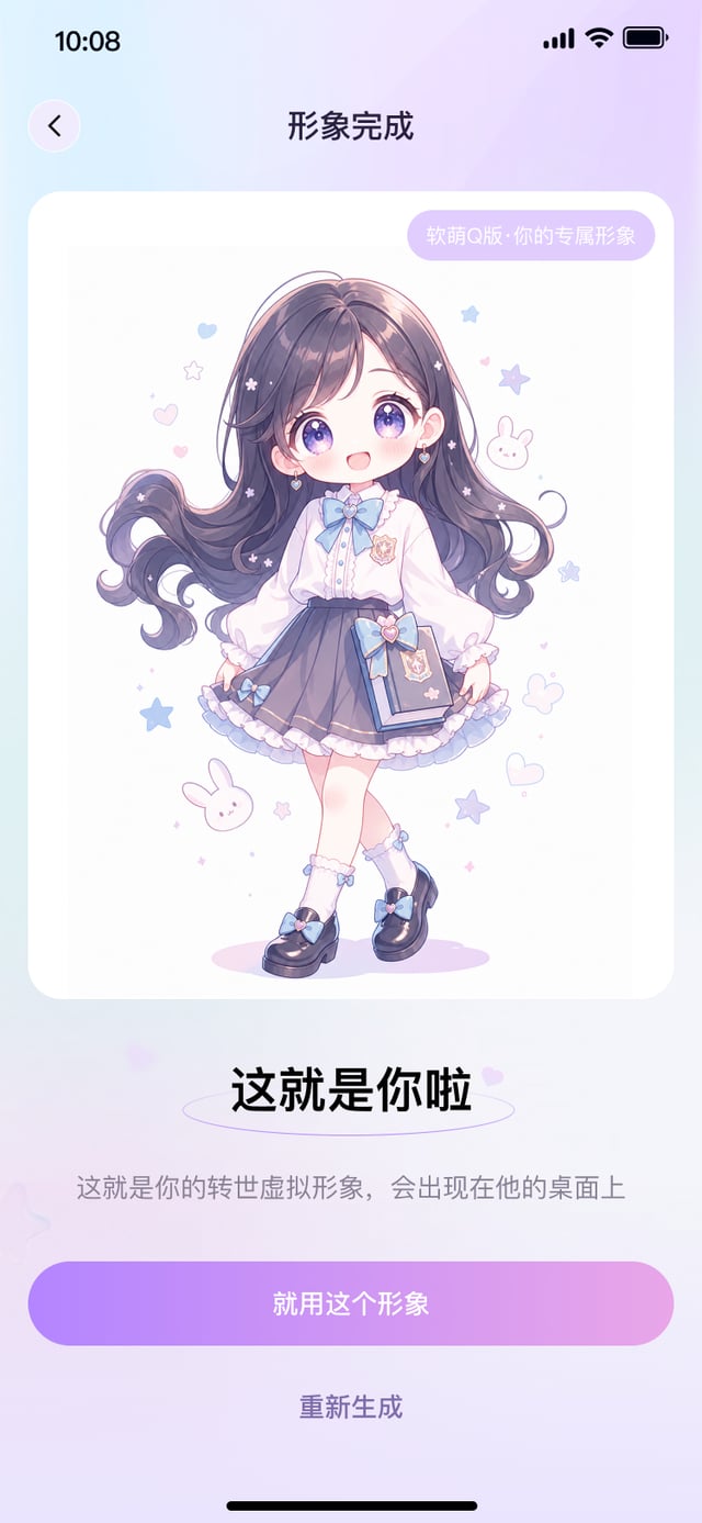 形象完成:AI 生成的专属虚拟形象预览